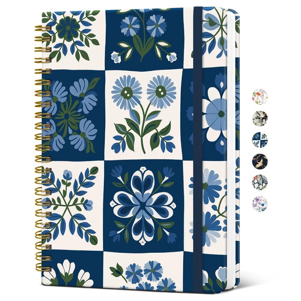 Spiral Journal Notebook for Women, Pretty Hardcover Lined Notebook for