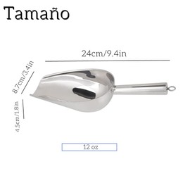 Cuchara Multifuncional De Acero Inoxidable, Cuchara De Hielo Para Alimentos En Grano Para Granos De Café Pala Para Frutas Secas Para Servir En La Cocina, El Hogar, El Bar Y La Fiesta (12 oz)