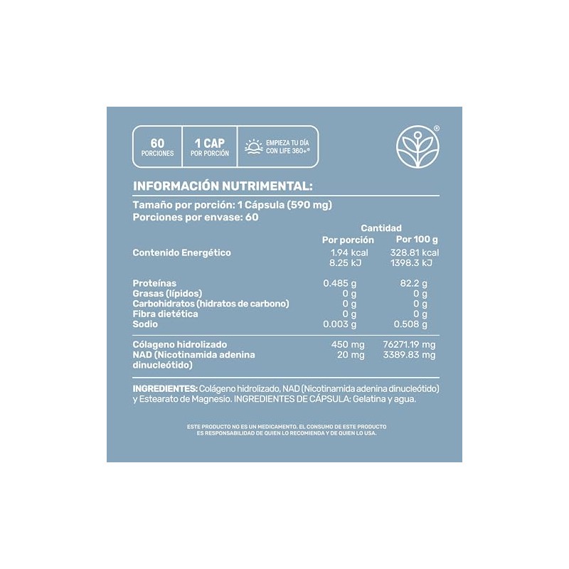 LIFE 360 NAD (Nicotinamida Adenina Dinucleótido) 60 cápsulas 590mg