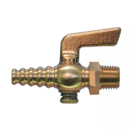 Flywheel Supply 3/8 Inch NPT to Hose Barb Brass Drain Pet Cock Shut Off Valve Fuel Air AC11938
