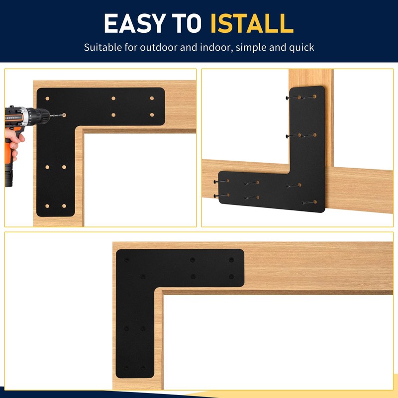 10x10 L Post Bracket 2PCS, L Flat Mending Plate for