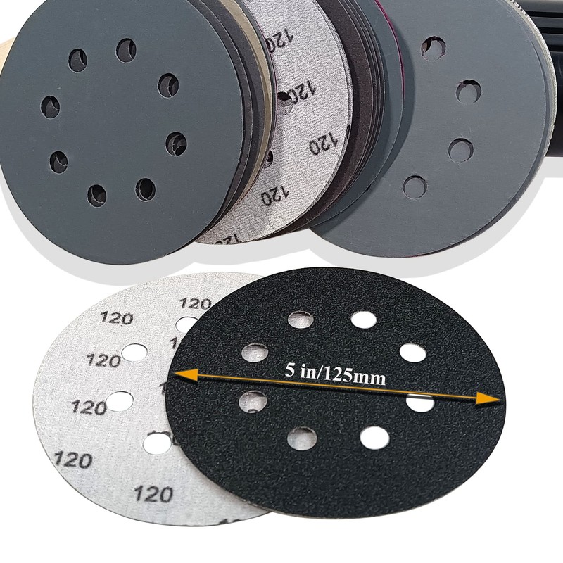 Rouswee 30 PCS 5 Inch 8 Hole #120-#5000 Sanding Discs