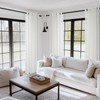 Topfinel Curtains White Linen Look Curtains Living Room Modern with