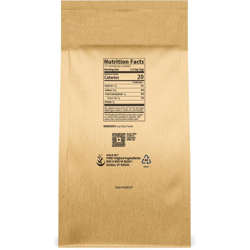 PURE ORIGINAL INGREDIENTS Acai Powder (1 lb) Superfood, Vegan, Non