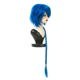 Onedor Arcane Jinx Blue Braid Wig Short Cosplay Costume Wig