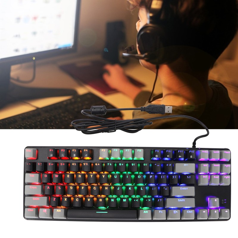 87 Key Mechanical Keyboard RGB Backlight Blue Switch Quick Response