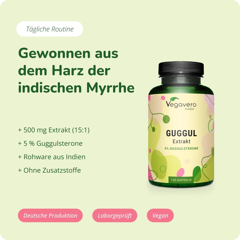 Vegavero Guggul Capsules Ayurveda High Dose (120 Vegan Capsules) -