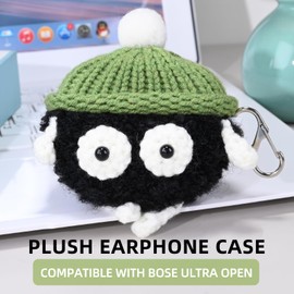 Plush Case Cover Compatible with Bose Ultra Open (2024) Handmade Knitted Cartoon Creative Funny Cute Earbuds Headphone Cases (HeiS-XN+Green,for Bose Ultra Open (2024))