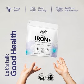 Wish Fusion Wish Fusion Gentle Iron Supplement for Women & Men, High Absorption, Non-Constipating Iron Capsule with Vitamin C, B12, Folic Acid, Boosts Energy, Supports Immunity & Blood Health, 120 Vegan Capsules