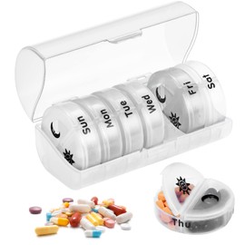 Pastillero Semanal 2 Tomas, Pastilleros para Medicamentos de 7 Días,Organizador para Medicamentos con 14 Compartimentos Separado,Pill Organizer de Viaje Impermeable con Tapa,para Vitaminas,Blanco