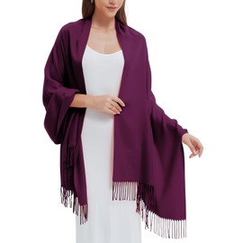 MMYOMI Women Men Lovers Unisex 100% Super Soft Plaid Solid Cashmere Scarf Wrap Shawl (deep purple)(Size: 200*65cm)