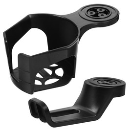 2Pcs Desk Cup Holder and Headphone Hook, Rotating Clamp for Office Desk, Space-Saving Gaming Accessories, Adjustable Drink Holder and Under Headset Hanger - Black