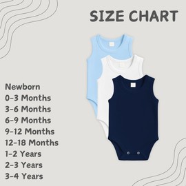 Baby Bodysuit 3 pcs | 100% Organic Cotton Baby Bodysuits with Straps | Comfortable and Sweet Bodysuits for Girls and Boys (White-Navy Blue-Blue, 0-3 Month)