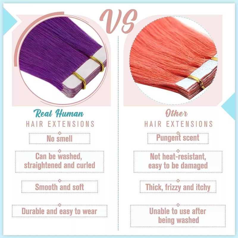 Runature Extensiones Cabello Humano 25gr 16in 10pz Púrpura