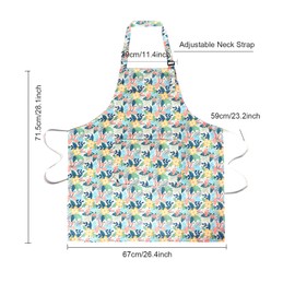 IHFAIO Floral Apron for Women with Pockets, 2Pcs Adjustable Canvas Apron for Cooking, Baking, Gardening, Crafts (Blue)