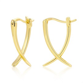 ALEXCRAFT Women's Hoop Earrings - Hypoallergenic Silver 925 x Hoop Earrings Minimalist Gold Silver Earrings Huggie Gift for Women Girls, Silver