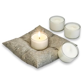 shizuro Concrete Tea Light Holder in Cushion Look - 12 x 12 cm - Handmade in Germany - Includes 4 Sustainable Tea Lights - Stylish Decoration & Durable Quality for a Cosy Atmosphere