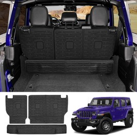 Utiiy Seat Back Cover Compatible with 2021-2025 Jeep Wrangler JL 4 Door 4XE, All-Weather Protection Cargo Liner Rear Trunk Liner for 2024 Jeep Wrangler JL Accessories