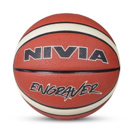 Nivia Engraver Basketball | Color: Red | Size: 6 | Soft Rubberized Moulded | 14 Panels | Material Core Bladder Latex | Suitable for Hard Surface | Machine Stitched | Match Ball for Men
