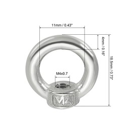 PATIKIL Lifting Eye Nut M4, 6Pcs 304 Stainless Steel Female Thread Nuts Fastener Shoulder Metric Ring for Marine