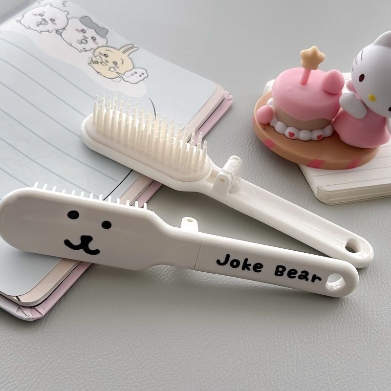 Issh Cooperator Teddy Bear Hairbrush Portable Travel Folding Cute Mini