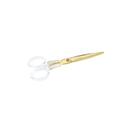 Dany Marcus Scissors Small Acrylic Transparent with Gold - 17 cm Office Scissors - Stainless Steel Blade Sharp & Precise - for Paper, Crafts & Household