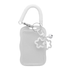 Caviotess Clear Acrylic Kpop Photocard Holder with Star Bell Keychain, Credit ID Card Photo Display Case Badge Holder