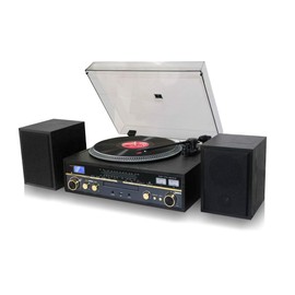 TechPlay Commander, Turntable w/Pitch Control, CD Player, Amplifier W/VU Meter, Bluetooth and USB Recording