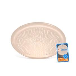 Emporio Kitchen Pizza Baking Pan - 15.75-Inch Round Perforated Carbon Steel Tray with Non-Stick White Marble Coating, Airflow Design, Dishwasher & Oven Safe (Up to 450°F), PFOA, PFOS, PTFE-Free, White