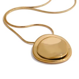 Mchic Silver and Gold Necklace for Women: Dainty Two Tone Circle Pendant Necklace 18K Gold/Silver Plated Snake Chain Hypoallergenic Silver Necklace for Women Jewelry Gift, Stainless Steel, No Gemstone
