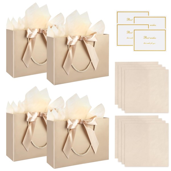 GHVACZS Pack of 4 Gift Bags, Gift Bag with Ribbons