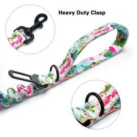 Dog Harness Collar 5ft Leash Poop Bag Holder Set, Reflective Adjustable No-Pull Dog Vest Harness with Safety Lock Easy Control Handle, for Small Medium Large Dogs 1pcs(Flamingo Leash)_4.5ft