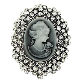Reizteko Animal Brooch for Women Men Rhinestone Crystal Brooch Pins Silver Plated (Valentines Day Gift) (Cameo Queen)