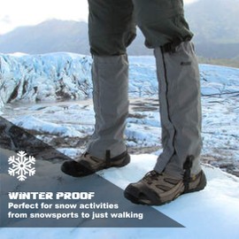 Water Repellent Fleece-Lined Winter Gaiters - Slimmer Fit - Gray