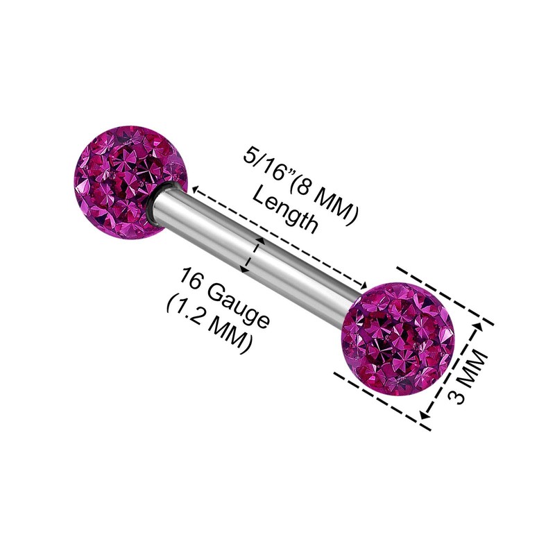 KJM FASHION 2 x Stainless Steel Barbell Stud Earrings 1.2