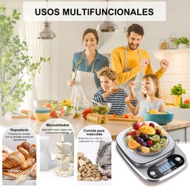 Bascula Digital, Báscula Digital Cocina 1g-10kg, Báscula para Alimentos,Báscula para Alimentos Multifuncional para Alimentos y Repostería, Alta Precisión con Pantalla LCD, Función Tara, Incluye Pilas