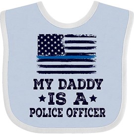 inktastic Daddy Is a Police Officer Policeman Law Enforcement Baby Bib Blue and White 2ddb1