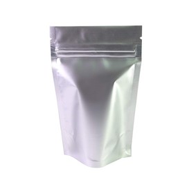 QQ Studio 100 Single-Sided Matte Metallized Foil Resealable QuickQlick Packaging Bags with Stand-Up Bottom Gusset for Dry Rice Products (Opaque & Silver, Outer Size: 5.5x7.9")