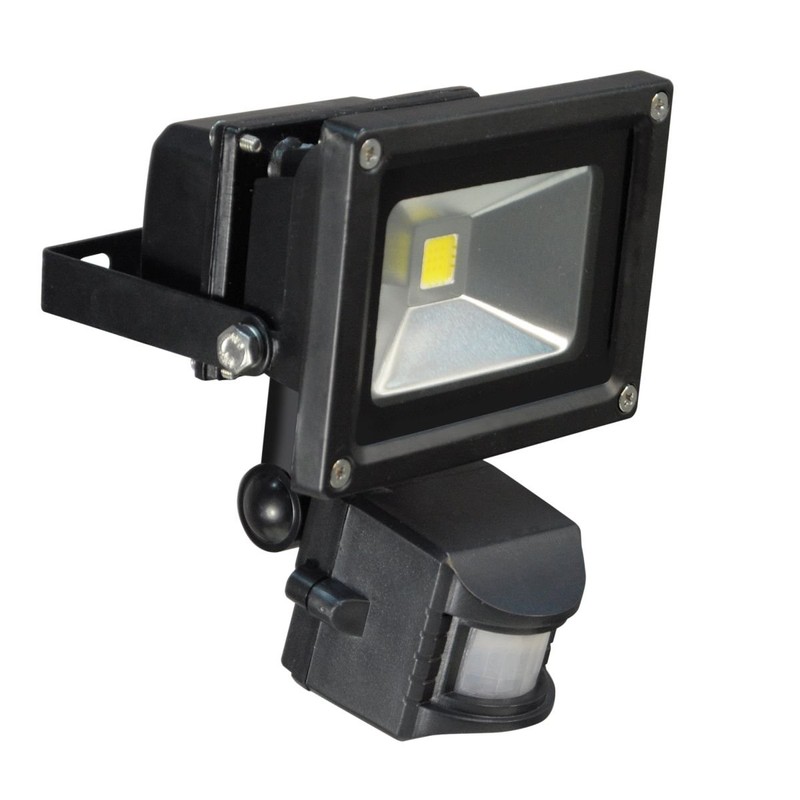 Pik-a-Pak 10W LED IP65 Waterproof Flood Light with PIR Black,