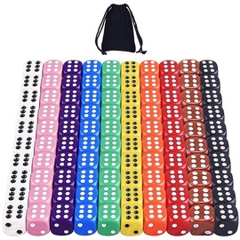 Jiahuade 100 Pieces Six-Sided Dice Set, Colours Dice Set, Dice Games, Table Games, Colourful Dice Set, Dice Games, Polyhedral Dice Set (B)