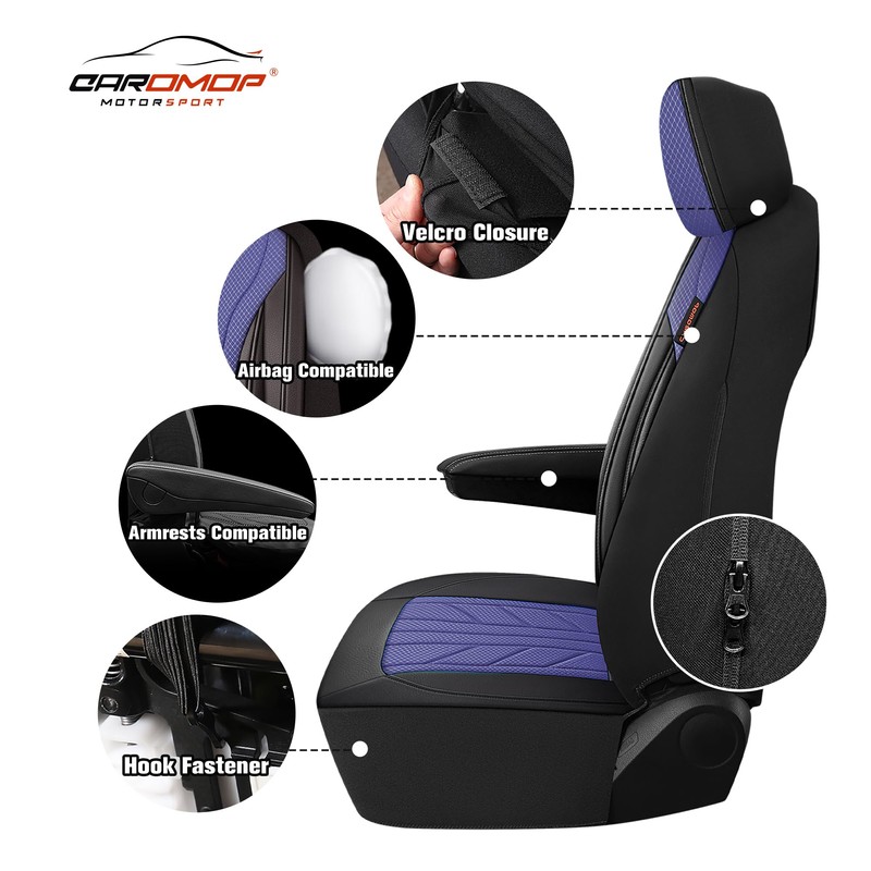 CAROMOP Breathable Cloth Fabric Car Seat Covers 2 Front Seats,Faux