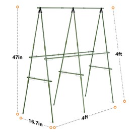 VINEGROW Pack of 1, Garden Trellis for Climbing Plants Outdoor, Cucumber Trellis, A Frame with Netting and Twist Tie, Green