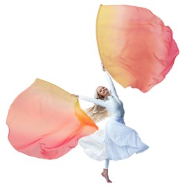 Baisdan 55" * 55" Worship Flags Angel Wing, Praise & Worship Dance Flags For Prophetic Worship, Church Christian Dance (Yellow Orange Red Flag) Flexible Rods