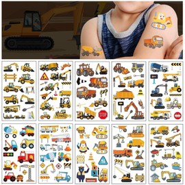 Temporary Tattoos for Kids Construction Vehicles Excavator Truck Stickers Fun and Safe Waterproof Fake Tattoos for Boys Girls Party Favors for Children