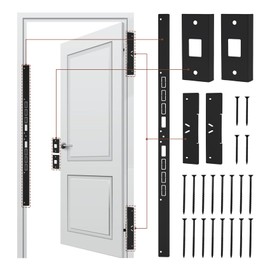 46" Jamb Repair Kit for Interior Doors,Door Reinforcement,Frame & Hinges Door Lock Security, Anti Kick in Heavy Duty Striker Plate Kit for Door Jamb Frame (Black) Ultimate Door Protection