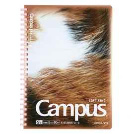 Kokuyo S138S5-L1-3 Campus Paw Soft Ring Notebook, A5, 0.2 inch (5 mm) Squared, Triltoise Cat