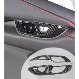 NUBEHONE C8 Real Carbon Fiber Door Lock Switch Button Cover Trims Fit for Corvette C8 All Models Stingray Z51 Z06 E-Ray 2020-2025 2PCS