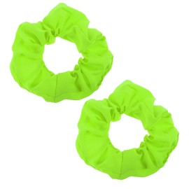 PEOVLVN 2 Pcs Neon Scrunchies, Large Hair Scrunchies Neon Hair Ties Elastic Hair Bands Ponytail Holders 80s 90s Hair Accessories for Women Party Outfits and Workout Costumes (Green)