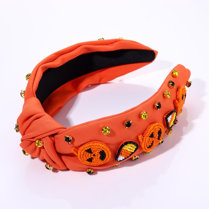 PHALIN Diadema anudada de Halloween para mujer (naranja)