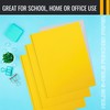 Yellow Paper 2 Pocket Folders with Prongs, 50 Pack, by